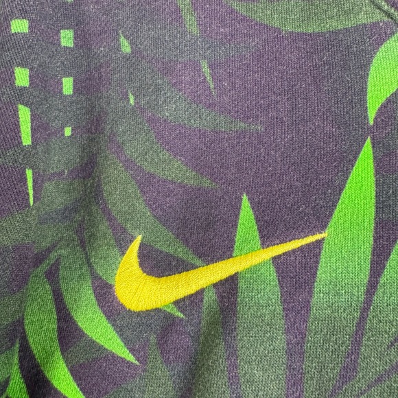 Nike Brasil CBF Soccer Tropical Palm Print Hoodie Mens Large Navy Green Yellow - Picture 4 of 8